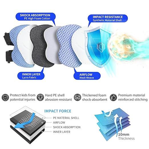 Gradient Color Kids Protective Gear Set Knee Pads for Kid 2-14 Years,W/ Adjustable Strap Kids/Youth Knee Pads Elbow Pads Wrist Guards Set for Inline Roller Skates,Cycling,BMX Bike,Skateboard,Scooter