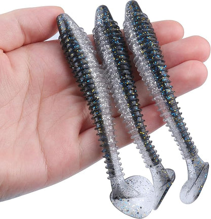 RUNCL Swimbaits Paddle 10/20/30/40PCS, 5/4/3/2 Inchs Paddle Tail, Soft Lure for Trout Crappie Bass, Durable Plastic Bait Swimmer for Saltwater/Freshwater, Fishing Lover's Gift