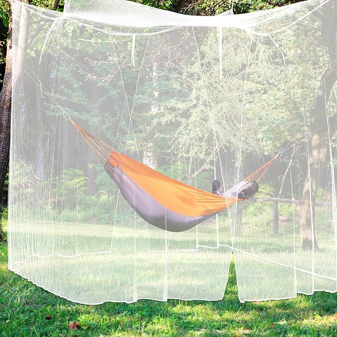 Tranqun 2 Pcs Mosquito Netting for Patio, Ultra Large Mosquito Net for Bed with 2 Side Openings 16 Hanging Loops for Camping Home Outdoor Travel Dormitory Decor(White,75 x 59 x 67 Inch)