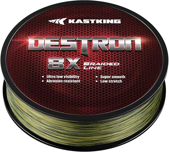 KastKing Destron Braided Fishing Line, Highly Abrasion Resistant, Improved Knot Strength, Ultra-Thin Diameter Superline, Zero Stretch & Memory, CFT “Color Fast Technology”, 75% Thinner Than Mono
