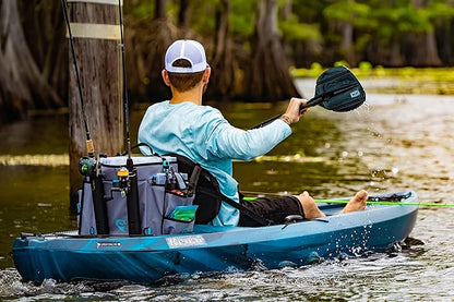 Evolution Fishing Rigger Series Kayak Tackle Bag - 3700 Size, Grey, Zipperless, Heavy Duty Water Resistant Tarpaulin Construction, 2 Rod Holders, Molded Bottom, Tackle Storage