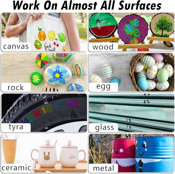 Purple Paint Markers, 12 Pack Oil-Based Waterproof Quick Dry Permanent Paint Pen Set for Rocks Painting, Wood, Fabric, Plastic, Canvas, Glass, Mugs, Metal, Tire, Stone, DIY Craft