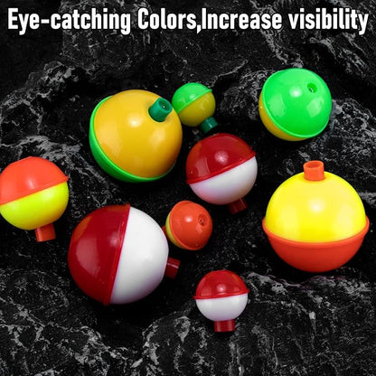 Dr.Fish 20 Pack Fishing Bobbers, Snap on Fishing Floats Hard ABS Spring Float Push Button Bobber for Trout Bass Crappie Freshwater