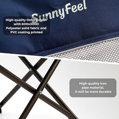 SUNNYFEEL 2 Pack Lightweight Oversized Camping Chairs for Adults Portable Folding Chair with Side Pockets & Cup Holde for Beach,Fishing,Trip,Picnic,Lawn,Concert Outdoor, Carry Bag Included