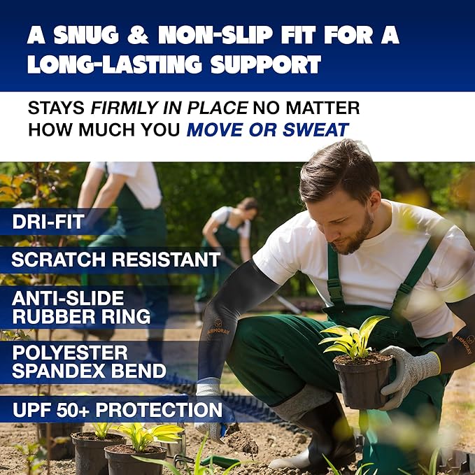 ARMORAY Arm Sleeves for Men or Women - Tattoo Cover Up - Cooling Sports Sleeve for Basketball Golf Football