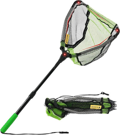 Black Paw Floating Fishing Net Foldable Telescopic Fish Landing Net with Built in Length Scale Rubber Coated for Kayak, Fly, Trout