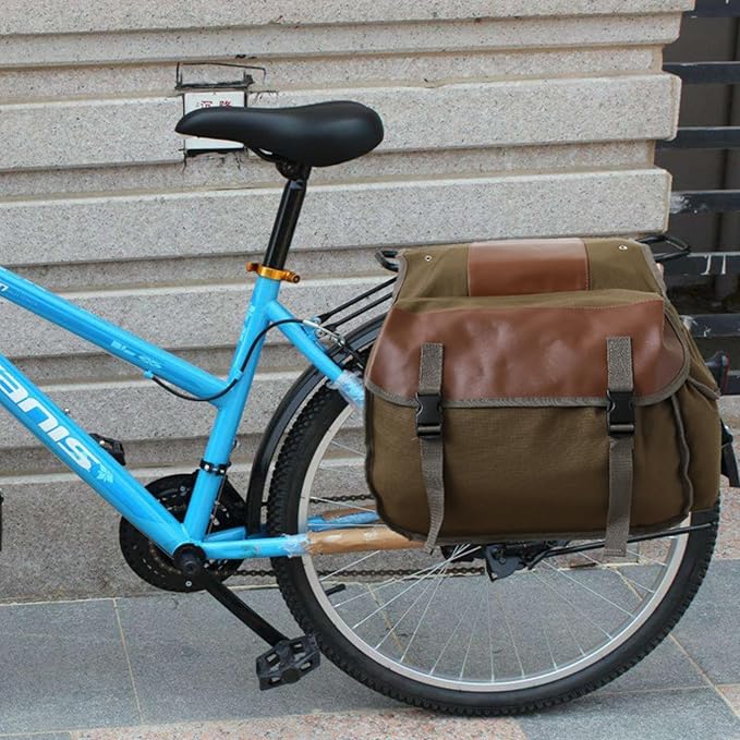 YAPJEB Bike Bags for Bicycle Rear Rack, Black Green Khaki Trunk Pannier Saddle Seat Bag Carrier for Commuter Cycling Travel(Black)