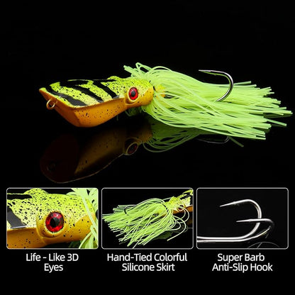 Floating Colorful Squid Fishing Lures – Topwater Baits with 3D Holographic Eyes & Treble Claw Hook, Realistic Soft Plastic Lures for Saltwater and Freshwater, 5PCS