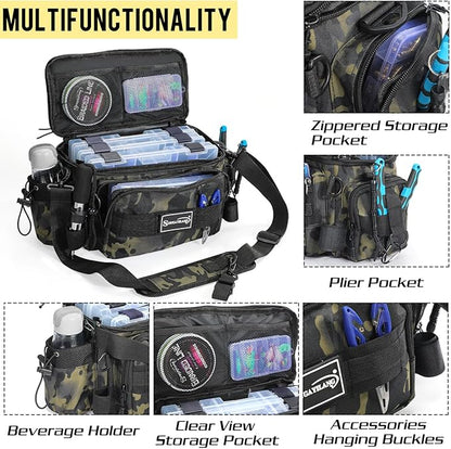 Sougayilang Fishing Tackle Bags - Fishing Tackle Storage Bags for Saltwater or Freshwater Fishing Gear - Padded Shoulder Strap - Tackle Box Bag Fishing Bag(Green)