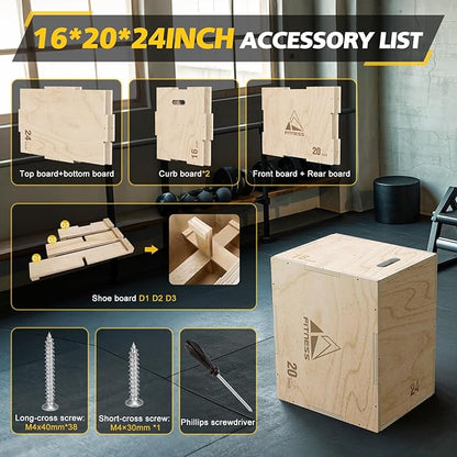 GIKPAL Plyo Jumping Exercise Box, High-Density Foam Plyometric Jump Box for Home Gym Workout, Multiple Size Box Jumps for Step-Up, Box Squat, Explosive Training