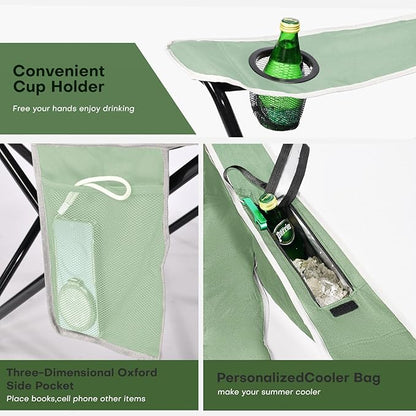 XMT Premium Padded Folding Chair, Extra Wide & Heavy Duty 450lbs Capacity, Portable Camping Chair with Insulated Cooler, Cup Holder & Storage, Compact Foldable for Outdoor, Beach, Picnics