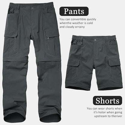 Mens Hiking Pants Convertible Lightweight Quick Dry Zip Off Waterproof Outdoor Travel Fishing Hunting Pants