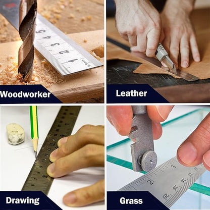 Metal Ruler With Cork Backing: 10 PCS 18 Inch Stainless Steel Non-Slip Rulers With Inch and Centimeters