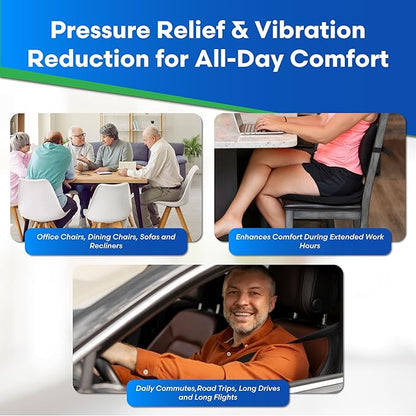 ERGO21 Original Seat Cushion with LiquiCell Technology – Tailbone, Sciatica, Hip & Lower Back Pain Relief – Car Seat Cushion, Office Chair, Truck, Travel, Home – 18"x17"x2"