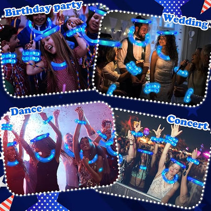 24 PCS Blue Glow Sticks Party Favors for Kids, Christmas Light Up Pop Tubes Party Favors for Toddlers, Party Goodie Bag Stocking Stuffer Fillers, Birthday Party Treats Prizes Toy Gifts for Boys Girl