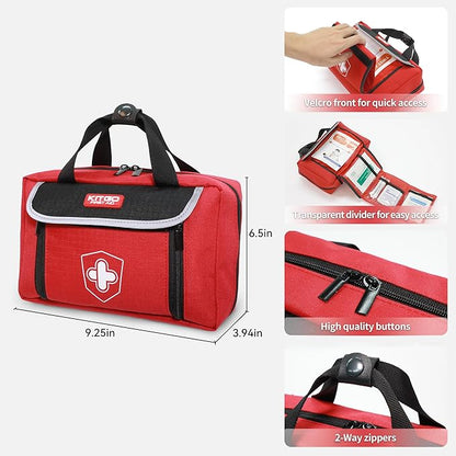 First Aid Kits - Emergency Medical Kit with 218 Pcs Medical Supplies, Sports First Aid Kits, Waterproof Trauma Kit for Car, Home, Businesses, Camping, Hiking, Adventure