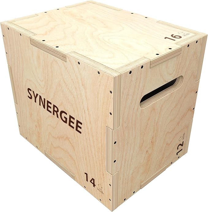 Synergee 3 in 1 Wood Plyometric Box for Jump Training and Conditioning. All in One Jump Trainer. Sizes 30/24/20, 24/20/16, 20/18/16, 16/14/12