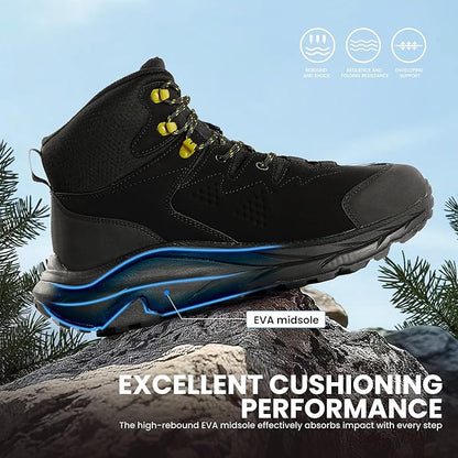 Men’s Waterproof Hiking Boots Lightweight Comfortable Durable Slip-Resistant All-Terrain Mid Shoes for Outdoor & Daily Wear