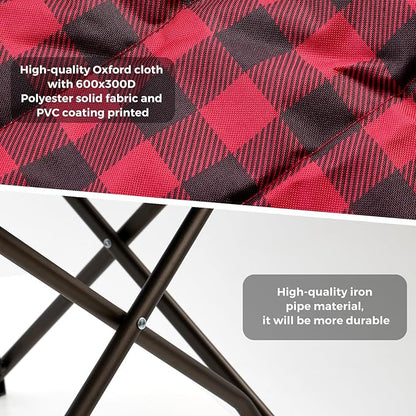 SUNNYFEEL 2 Pack Heavy Duty Camping Chairs for Adults Portable Oversized Folding Chair with Side Pockets & Cup Holde for Fishing,Trip,Picnic,Lawn,Concert Outdoor, Carry Bag Included