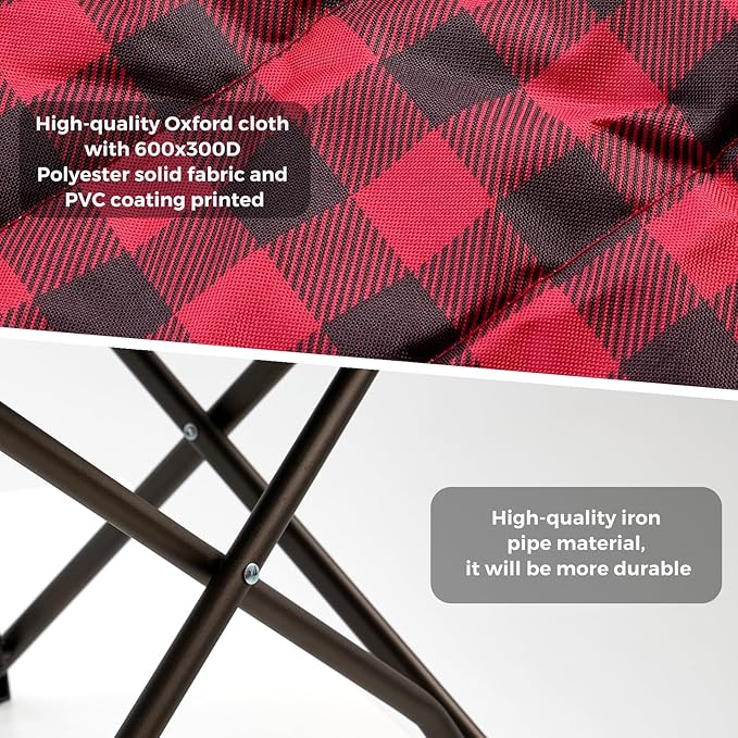 SUNNYFEEL Heavy Duty Camping Chairs for Adults Portable Oversized Folding Chair with Side Pockets & Cup Holde for Fishing,Trip,Picnic,Lawn,Concert Outdoor, Carry Bag Included