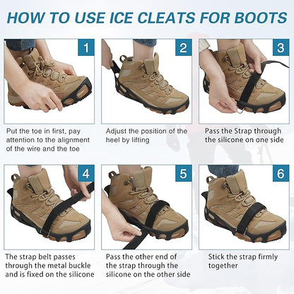 Spikeless Ice Cleats for Boots and Shoes Slip On Traction Cleats Crampons Traction Devices Aids Rubber Footwear for Snow and Ice Winter Walking Indoor Outdoor Men Women