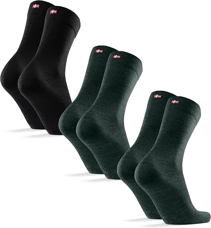 DANISH ENDURANCE Hiking Socks, Lightweight, Merino Wool Socks for Men & Women, Moisture Wicking & Thermal, 1 or 5 Pack