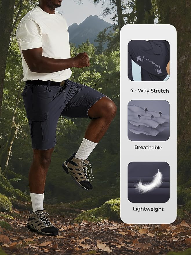 Men's Convertible Hiking Pants Waterproof Quick Dry Zip-Off Lightweight Tactical Multi-Pocket Outdoor Fishing Safari Trousers