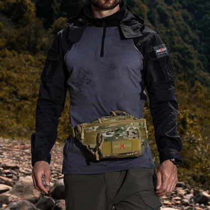 3.5L Military Tactical Fanny Pack | Molle, Quick Access, EDC, Hiking, Travel, Fit Most Men's Waist (Camo)