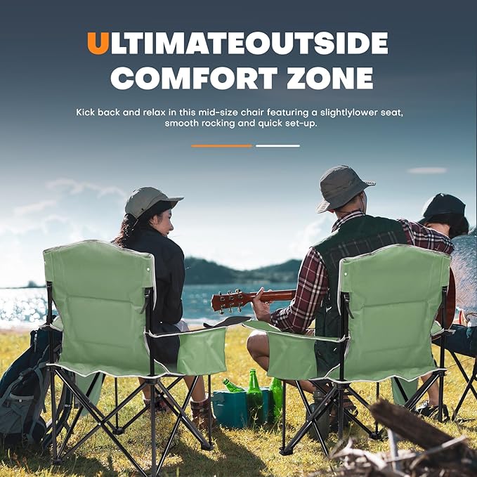 XMT Premium Padded Folding Chair, Extra Wide & Heavy Duty 450lbs Capacity, Portable Camping Chair with Insulated Cooler, Cup Holder & Storage, Compact Foldable for Outdoor, Beach, Picnics