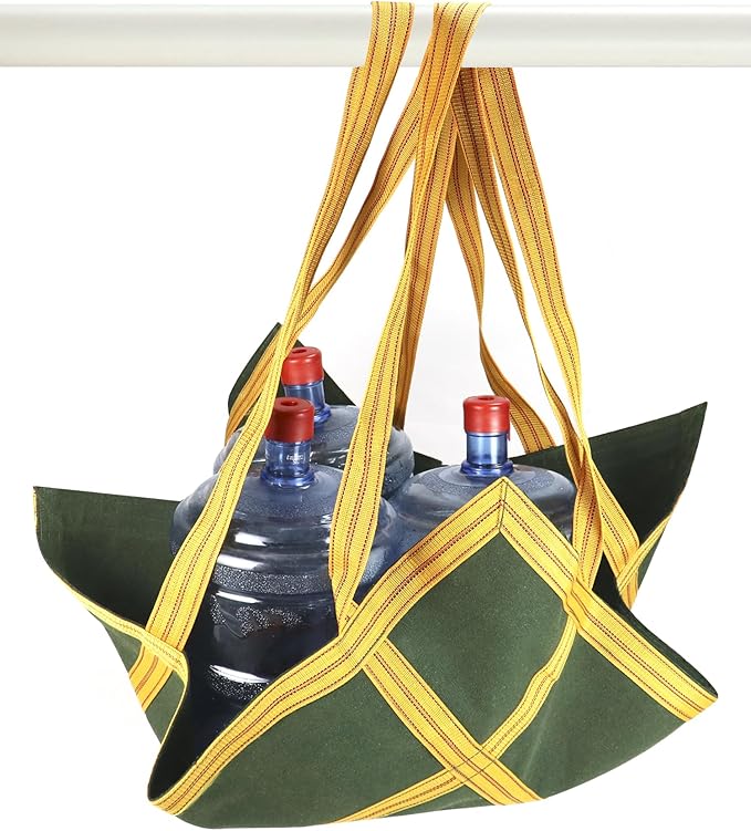 QWORK Heavy-Duty Canvas Cargo Lifting Pad Net - 3.28ft x 3.28ft Reinforced Handle Lifting Net for Construction, Logistics, and Transport, 2645lbs Load Capacity, Non-Slip Material