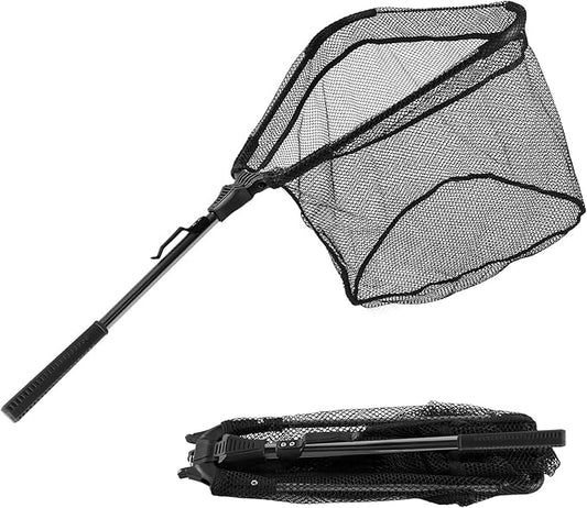 Fishing Net with Handle, Telescoping & Folding Fish Net for Easy Transport & Storage, Durable Freshwater & Saltwater Fishing Gear for Kids & Adults, Compact & Portable Design