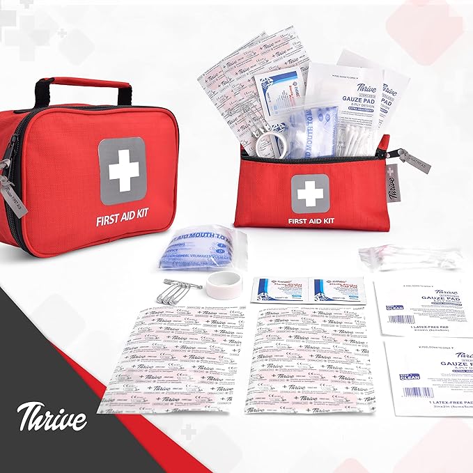 Thrive First Aid Kit (154 Pieces) - Family Safe First Aid Bag Packed w/Hospital Grade Medical Supplies – Emergency kit