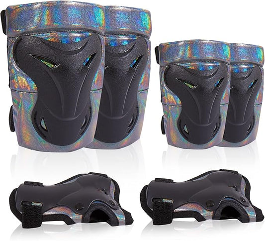 Bienbee Knee Pads for Men, Knee Pads Wrist Guard Knee and Elbow Pads Adult Protective Gear Set for Skateboard, Roller Skating, for Women Men Youth Adult Kids
