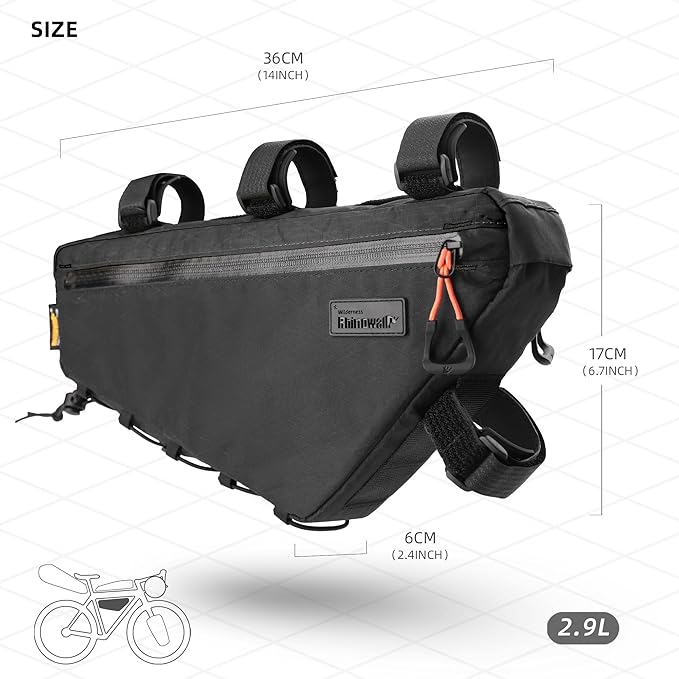 Rhinowalk Bicycle Front Frame Bag Bike Under Top Tube Triangle Bag 2.9L Cycling Accessories Nylon Pack Pouch for MTB Road Bike Cycling Commuting and Outdoor Adventures