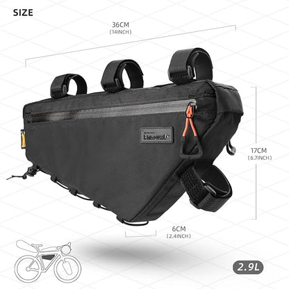 Bicycle Frame Bag Bike Triangle Bag Waterproof Bike Bag 2.9L with Dual Side Mesh Pockets for MTB Road Bike Cycling Commuting and Outdoor Adventures