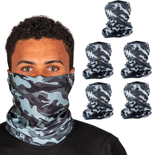 S A Company 5-Pack UV Face Shield | UV 30+ Multipurpose Neck Gaiter Balaclava for Adults