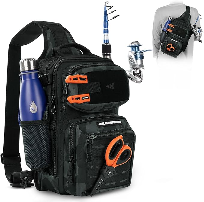 KastKing BlowBak Tactical Sling Tackle Bag-Lightweight Fishing Backpack Storge Fishing Gear and Equipment,Gift for Men