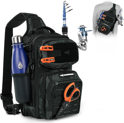 KastKing BlowBak Tactical Sling Tackle Bag-Lightweight Fishing Backpack Storge Fishing Gear and Equipment,Gift for Men