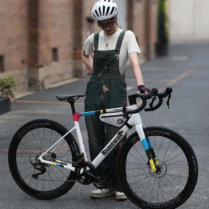 Bicycle Frame Bag Rhinowalk Bike Triangle Bag with Dual Side Mesh Pockets for MTB Road Bike Cycling Commuting (Black,1.3L)