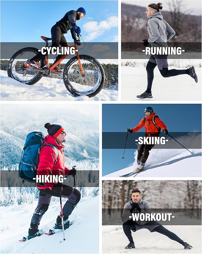 4 Pack Men's Thermal Compression Pants Fleece Lined Sports Tights Leggings Winter Athletic Baselayer Bottoms