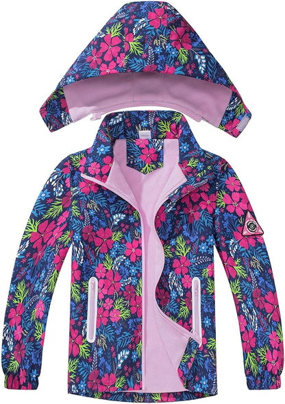 MGEOY Boys Girls Rain Jackets Lightweight Waterproof Hooded Raincoats Windbreakers for Kids 4-14Y