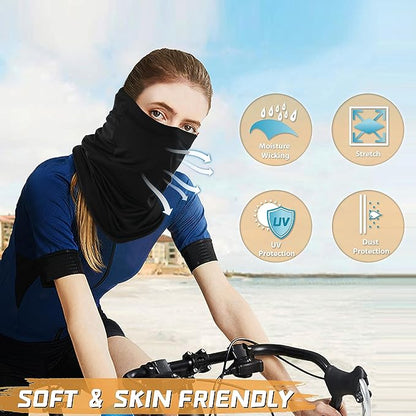 6 Pack Neck Gaiter Bandana Face Mask: Cooling Gator Mask Face Cover Neck Scarf Balaclava