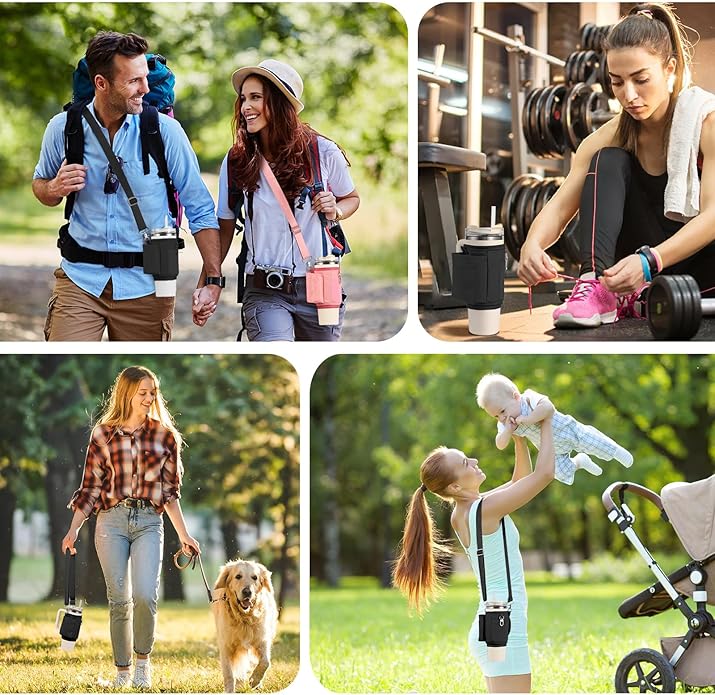 All Day Quencher Carry All for Stanley 40/30 oz Tumbler, Crossbody Bag with Phone Holder & Strap, Water Bottle Carrier Bag