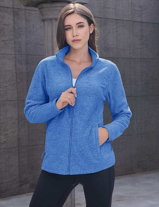 MAGCOMSEN Fleece Jacket Women Zip UP Lightweight Soft Polar Warm Winter Jackets for Women with Pockets Outdoor Hiking