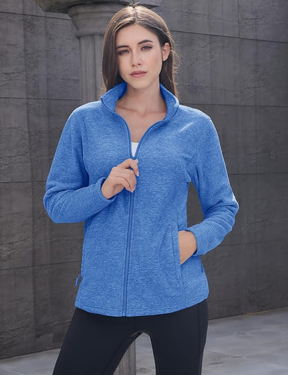 MAGCOMSEN Fleece Jacket Women Zip UP Lightweight Soft Polar Warm Winter Jackets for Women with Pockets Outdoor Hiking
