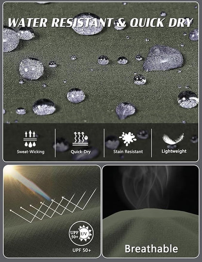 Mens Lightweight Cargo Hiking Patns Outdoor Quick Dry Work Tactical Pants with 6 Pockets Water Resistant Fishing Travel Pants