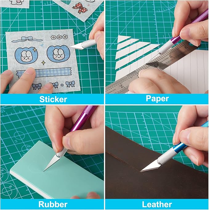 DIYSELF Exacto Knife Set, 2 Pcs Craft Knife with 40 Pcs Hobby Knife Replacement Blades, Hobby Knives Kit for Scrapbooking, Stencil, Fondant, Paper, Sharp Precision Knives for Art Carving