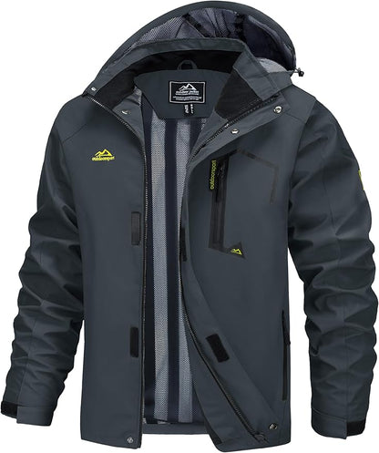 MAGCOMSEN Men's Lightweight Windbreaker Rain Jacket Raincoat with Detachable Hood for Hiking Fishing Activewear