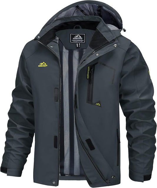 MAGCOMSEN Men's Lightweight Windbreaker Rain Jacket Raincoat with Detachable Hood for Hiking Fishing Activewear