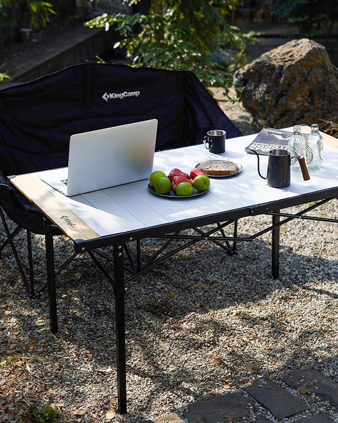 KingCamp Camping Table Folding Portable Table Aluminum Roll Up Lightweight Foldable Large Camp Table for Indoor Outdoor Picnic Backyard, 53.5"X27.5"